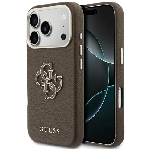 Husa pentru iPhone 17 Pro Max, Guess Hardcase Resin Logo (GUHCP17X5PS4RGGW), maro
