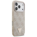 Husa pentru iPhone 17 Pro, Guess Hardcase 4G cu Strap Logo triunghi MagSafe (GUHMP17LP4TSDPPSP), roz