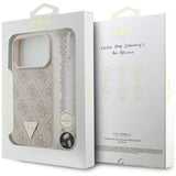 Husa pentru iPhone 17 Pro, Guess Hardcase 4G cu Strap Logo triunghi MagSafe (GUHMP17LP4TSDPPSP), roz