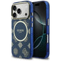Husa pentru iPhone 17 Pro, Guess IML Peony Dot MagSafe (GUHMP17L5HPOEDB), albastru