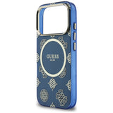 Husa pentru iPhone 17 Pro, Guess IML Peony Dot MagSafe (GUHMP17L5HPOEDB), albastru