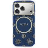 Husa pentru iPhone 17 Pro, Guess IML Peony Dot MagSafe (GUHMP17L5HPOEDB), albastru
