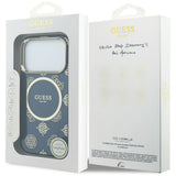 Husa pentru iPhone 17 Pro, Guess IML Peony Dot MagSafe (GUHMP17L5HPOEDB), albastru