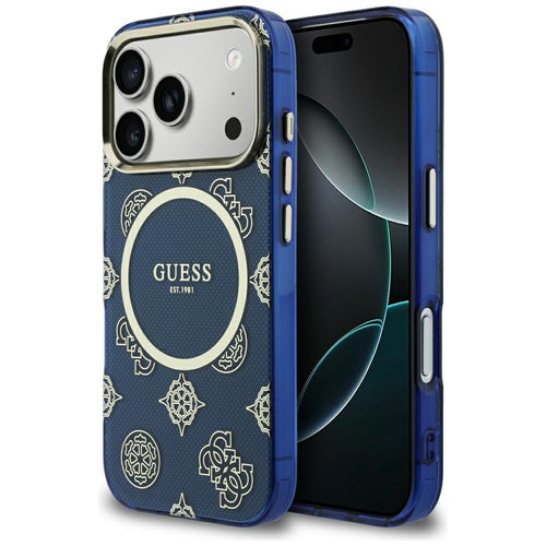 Husa pentru iPhone 17 Pro Max, Guess IML Peony Dot MagSafe (GUHMP17X5HPOEDB), albastru