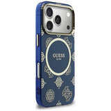 Husa pentru iPhone 17 Pro Max, Guess IML Peony Dot MagSafe (GUHMP17X5HPOEDB), albastru