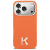 Husa pentru iPhone 17 Pro, Karl Lagerfeld Hardcase Leather Khead Logo MagSafe (KLHMP17L5PGFKHGO), portocaliu