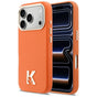 Husa pentru iPhone 17 Pro, Karl Lagerfeld Hardcase Leather Khead Logo MagSafe (KLHMP17L5PGFKHGO), portocaliu