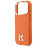 Husa pentru iPhone 17 Pro, Karl Lagerfeld Hardcase Leather Khead Logo MagSafe (KLHMP17L5PGFKHGO), portocaliu