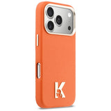 Husa pentru iPhone 17 Pro, Karl Lagerfeld Hardcase Leather Khead Logo MagSafe (KLHMP17L5PGFKHGO), portocaliu