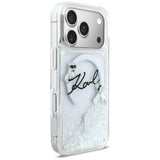 Husa pentru iPhone 17 Pro, Karl Lagerfeld Glitter Karl Script Logo MagSafe (KLHMP17L6LKSCAMT), transparenta