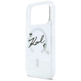 Husa pentru iPhone 17 Pro, Karl Lagerfeld Glitter Karl Script Logo MagSafe (KLHMP17L6LKSCAMT), transparenta