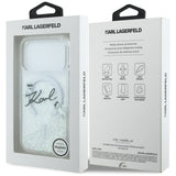 Husa pentru iPhone 17 Pro, Karl Lagerfeld Glitter Karl Script Logo MagSafe (KLHMP17L6LKSCAMT), transparenta
