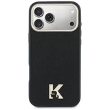 Husa pentru iPhone 17 Pro Max, Karl Lagerfeld Hardcase Leather Khead Logo MagSafe (KLHMP17X5PGFKHGK), negru