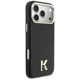 Husa pentru iPhone 17 Pro Max, Karl Lagerfeld Hardcase Leather Khead Logo MagSafe (KLHMP17X5PGFKHGK), negru