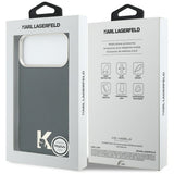 Husa pentru iPhone 17 Pro Max, Karl Lagerfeld Hardcase Leather Khead Logo MagSafe (KLHMP17X5PGFKHGK), negru