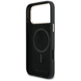 Husa pentru iPhone 17 Pro Max, Karl Lagerfeld Hardcase Leather Khead Logo MagSafe (KLHMP17X5PGFKHGK), negru
