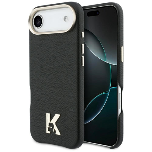 Husa pentru iPhone 17 Air, Karl Lagerfeld Hardcase Leather Khead Logo MgSafe (KLHMP17M5PGFKHGK), negru