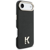Husa pentru iPhone 17 Air, Karl Lagerfeld Hardcase Leather Khead Logo MgSafe (KLHMP17M5PGFKHGK), negru