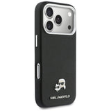 Husa pentru iPhone 17 Pro Max, Karl Lagerfeld Hardcase Leather K&C Head Pin MagSafe (KLHMP17X6PFKCLK), negru