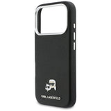 Husa pentru iPhone 17 Pro Max, Karl Lagerfeld Hardcase Leather K&C Head Pin MagSafe (KLHMP17X6PFKCLK), negru