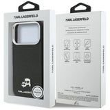 Husa pentru iPhone 17 Pro Max, Karl Lagerfeld Hardcase Leather K&C Head Pin MagSafe (KLHMP17X6PFKCLK), negru