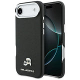 Husa pentru iPhone 17 Air, Karl Lagerfeld Hardcase Leather K&C Head Pin MagSafe (KLHMP17M6PFKCLK), negru
