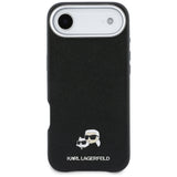 Husa pentru iPhone 17 Air, Karl Lagerfeld Hardcase Leather K&C Head Pin MagSafe (KLHMP17M6PFKCLK), negru