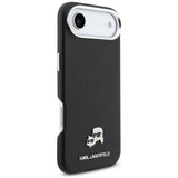 Husa pentru iPhone 17 Air, Karl Lagerfeld Hardcase Leather K&C Head Pin MagSafe (KLHMP17M6PFKCLK), negru