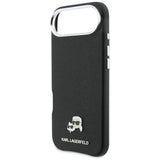 Husa pentru iPhone 17 Air, Karl Lagerfeld Hardcase Leather K&C Head Pin MagSafe (KLHMP17M6PFKCLK), negru