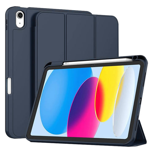 Husa tableta pentru iPad 10 (2022) 10.9, Techsuit Flex Trifold (cu Pencil Holder), bleumarin
