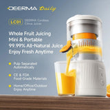 Deerma Electric Citrus Juicer (LC01), Cordless, portabil, Automatic Pulp Separation System, 1500mAh, 45W, BPA-Free, Alb