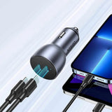 Incarcator auto UGREEN CD213 (70594), 2x USB-C, Incarcare rapida, 60W, LED Light, Thermal Guard, albastru