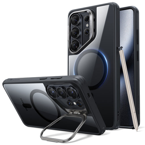 Husa pentru Samsung Galaxy S26 Ultra, ESR Classic Hybrid HaloLock Kickstand, negru/transparenta