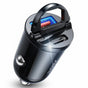 Incarcator auto Ainope (YA0222080015), USB, Type-C, PD30W, cu Pull Ring, Aliaj aluminiu, 12V/24V, negru