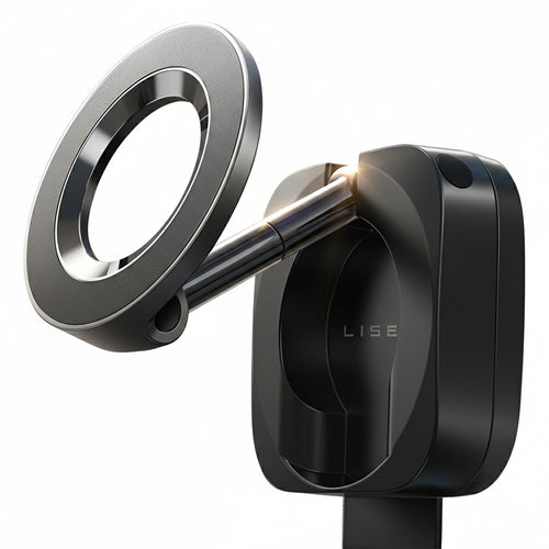 Suport auto Lisen (YL0224110001), Magnetic pentru Bord, Birou, 360A° Rotatie, Pliabil, Masa Clip, Sigur Fit, negru