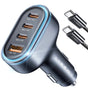 Incarcator auto Lisen (YL0223120021), cu Type-C Cable, USB, 3x Type-C, 101W, Incarcare rapida, 12V=24V, negru