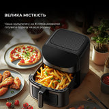 Deerma Air Fryer (KZ150W), 8L Bowl Capacity, 1700W, 65°C-200°C, Timer, 8 Programs, 3D Hot Air Convection, Touch, Negru