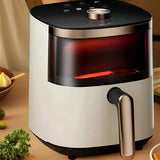 Deerma Air Fryer (KZ30W), 3L Bowl Capacity, 1200W, 360° Hot Air Circulation, 7 Programs, Timer, Oil-Free Cooking, Auriu