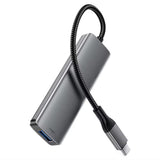 Hub USB Acefast Hub 4 in 1 (J15), Type-C to 4x USB3.0, 5Gbps, Plug&Play, Aluminum Alloy, Nylon Braided Cable, gri