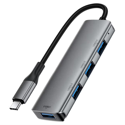 Hub USB Acefast Hub 4 in 1 (J15), Type-C to 4x USB3.0, 5Gbps, Plug&Play, Aluminum Alloy, Nylon Braided Cable, gri
