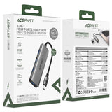 Hub USB Acefast Hub 4 in 1 (J15), Type-C to 4x USB3.0, 5Gbps, Plug&Play, Aluminum Alloy, Nylon Braided Cable, gri
