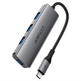 Hub USB Acefast Hub 4 in 1 (J15), Type-C to 4x USB3.0, 5Gbps, Plug&Play, Aluminum Alloy, Nylon Braided Cable, gri