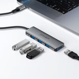 Hub USB Acefast Hub 4 in 1 (J15), Type-C to 4x USB3.0, 5Gbps, Plug&Play, Aluminum Alloy, Nylon Braided Cable, gri
