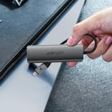 Hub USB Acefast Hub 4 in 1 (J15), Type-C to 4x USB3.0, 5Gbps, Plug&Play, Aluminum Alloy, Nylon Braided Cable, gri