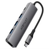 Hub USB Acefast Docking station 5 in 1 (J16), USB-C to 3x USB3.0, USB-C PD 90W, HDMI 4K@60Hz, Plug&Play, gri