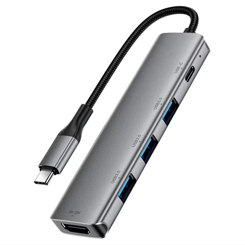 Hub USB Acefast Docking station 5 in 1 (J16), USB-C to 3x USB3.0, USB-C PD 90W, HDMI 4K@60Hz, Plug&Play, gri