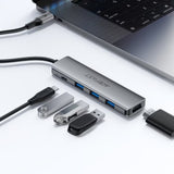 Hub USB Acefast Docking station 5 in 1 (J16), USB-C to 3x USB3.0, USB-C PD 90W, HDMI 4K@60Hz, Plug&Play, gri