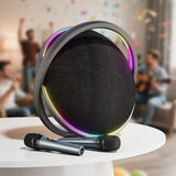 Boxa portabila Acefast Portabil (K5 Max), cu Dual Wireless Mics, 350W Peak, TWS Stereo, DSP, Lumini RGB, negru