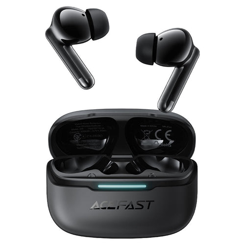Casti wireless Acefast (W5), Design in-ear, TWS, 6-Mics Hybrid ANC, Dual-mic ENC, BT5.4, IPX4, negru