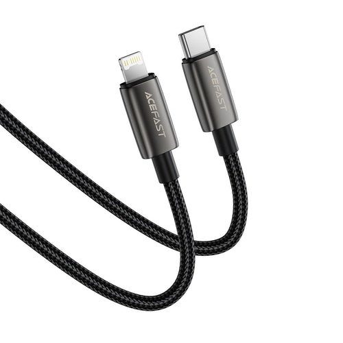 Cablu Acefast de date (C23-01), USB-C to Lightning, 30W, Braided cable, 1.2m, negru